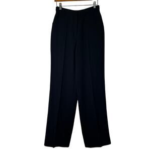 Chado Ralph Rucci Pants Size 10 Black Wool Lined High Waist Straight Leg